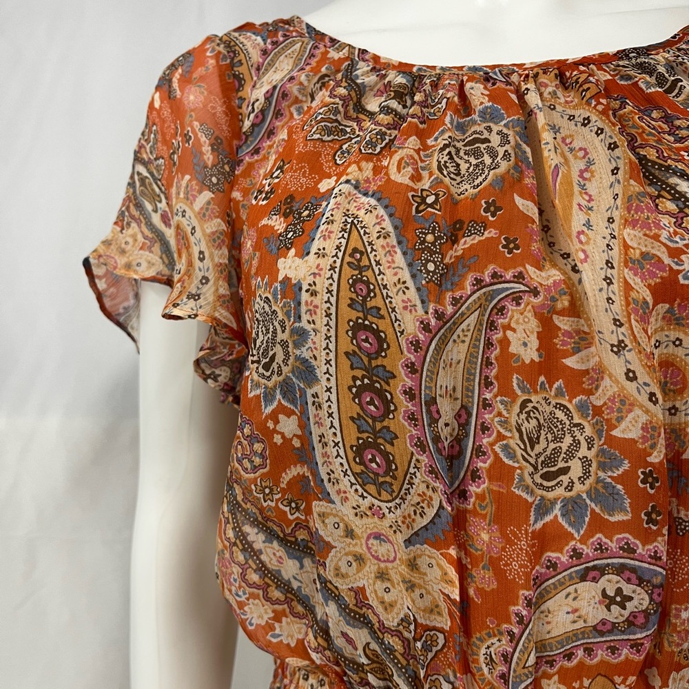 Sundance Silk Chiffon Paisley Prairie Dress - Size 6 - Boho - Western - Autumn
